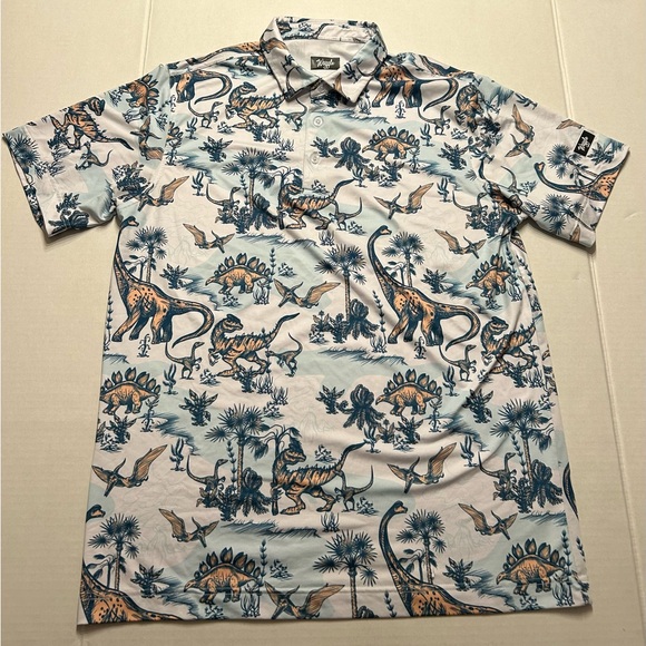 Men’s Land Before Waggle Performance Golf Polo Dinosaurs Size Large - Picture 2 of 7